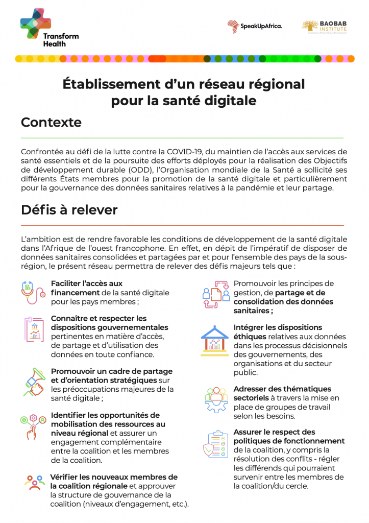 Fiche d'information sur le réseau régional de santé numérique